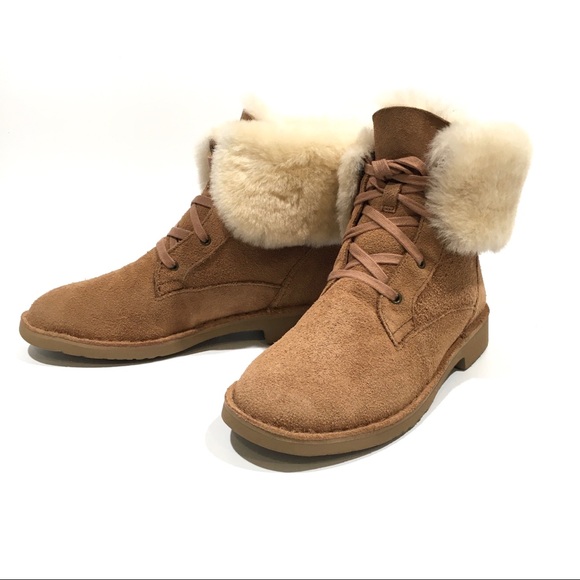 UGG Weylyn Shearling Cuff Ankle Boots -Chestnut Suede -US 8 -NEW - Picture 5 of 8